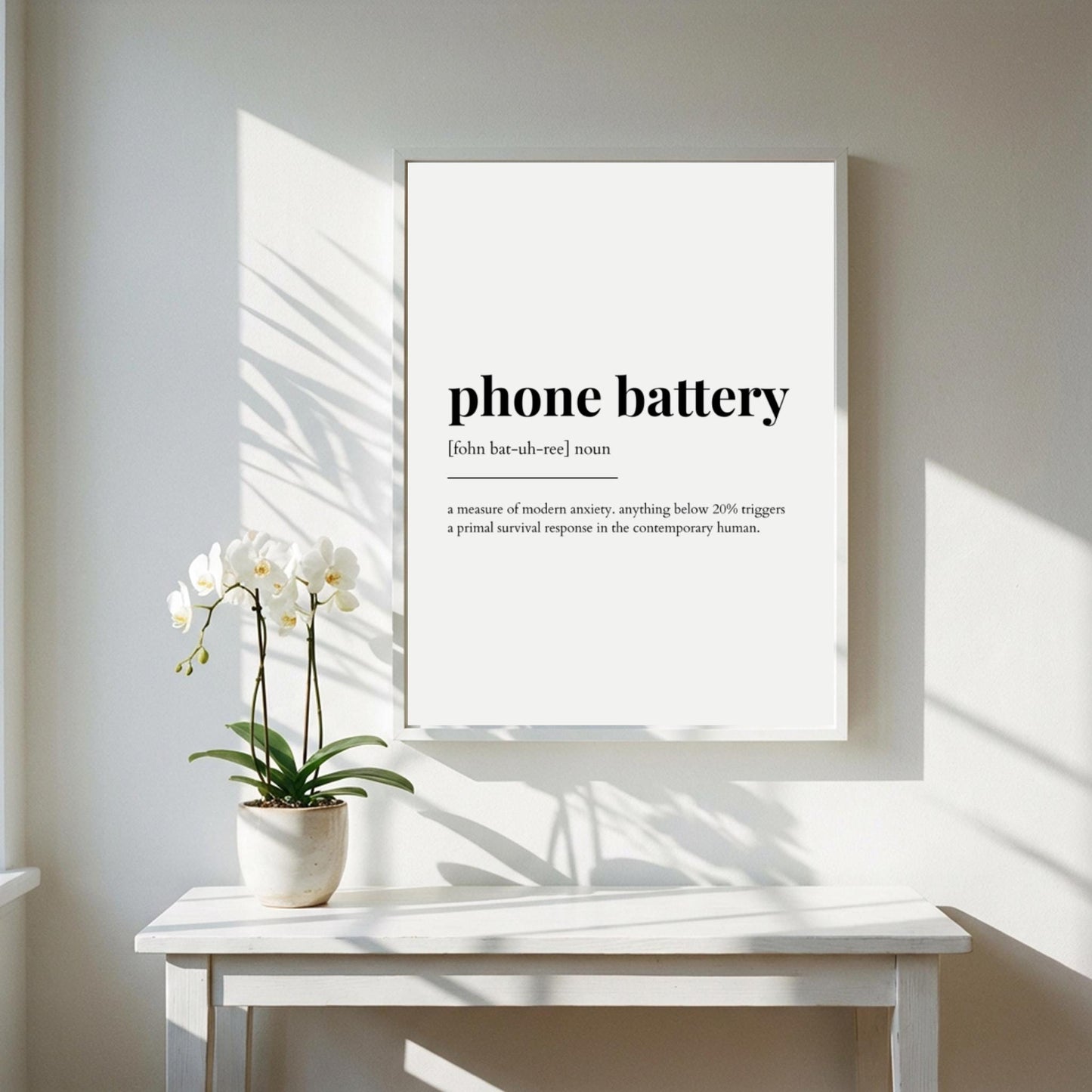 Phone Battery Definition Poster | Funny Phone Battery Meaning | Dictionary Style Wall Art | Motivational Quote Print | Tech Decor