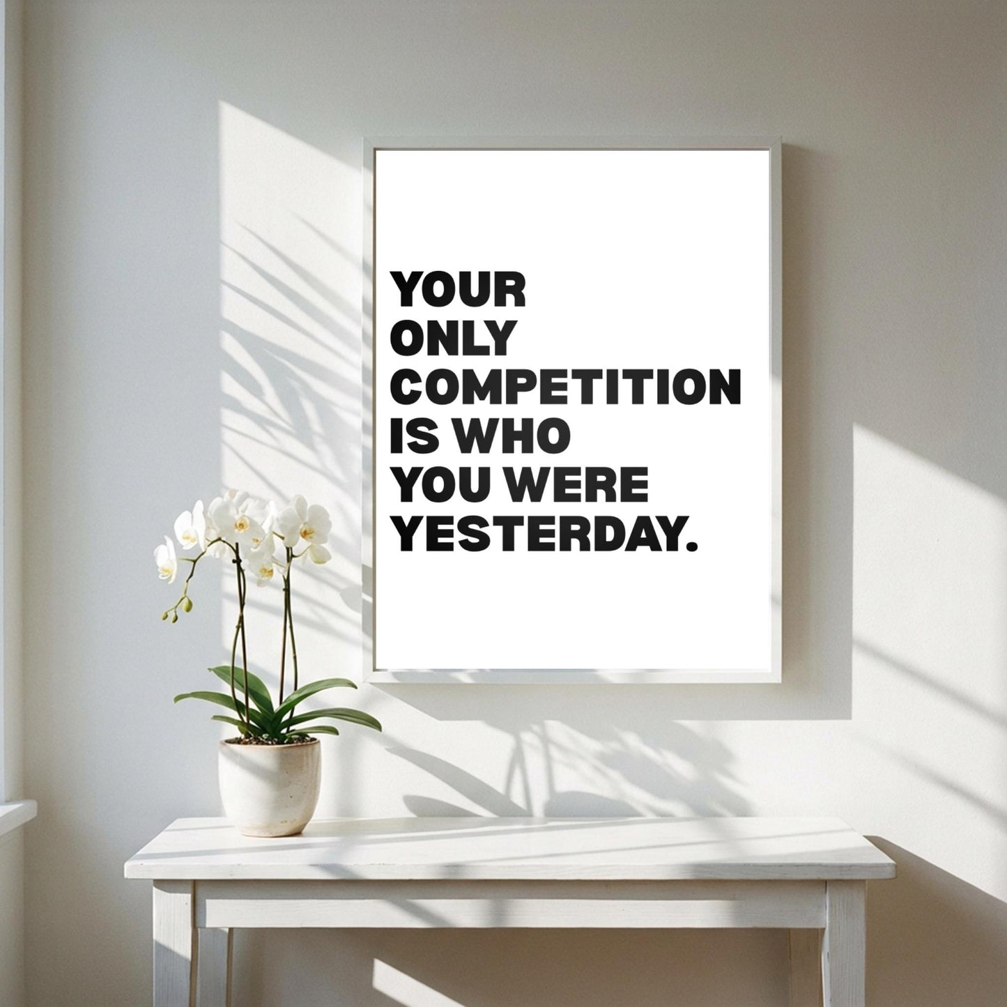 Your Only Competition Is You Inspirational Minimalist Poster | Self-Improvement & Growth Wall Art | Motivational Office Print | Modern White Home Decor