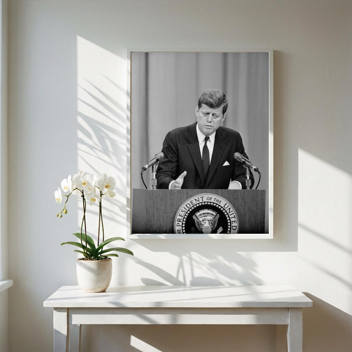 Presidential Address Black & White Minimalist Political Wall Art | Modern Leadership Decor | Government Speech Poster Print