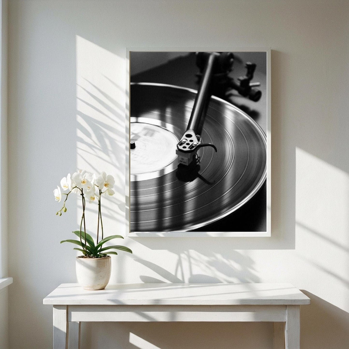 Vinyl Spin Black & White Minimalist Music Wall Art | Modern Retro Audio Decor | Record Player Aesthetic Poster Printck.