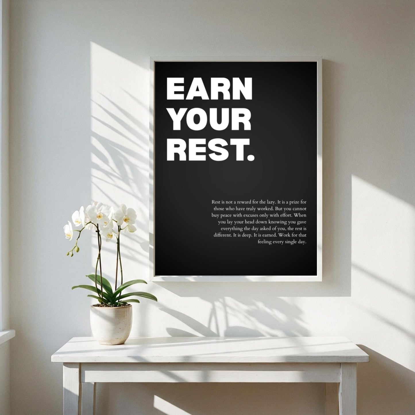 Earn Your Rest Poster | Powerful Motivational Wall Art | Inspirational Success Quote | Modern Office Decor