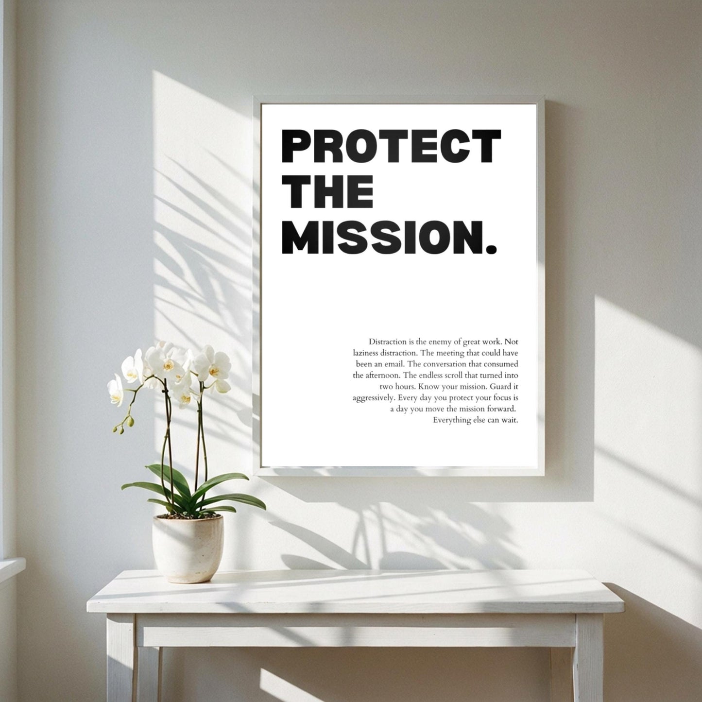 Protect The Mission Poster | Powerful Motivational Wall Art | Success Quote | Modern Office Decor