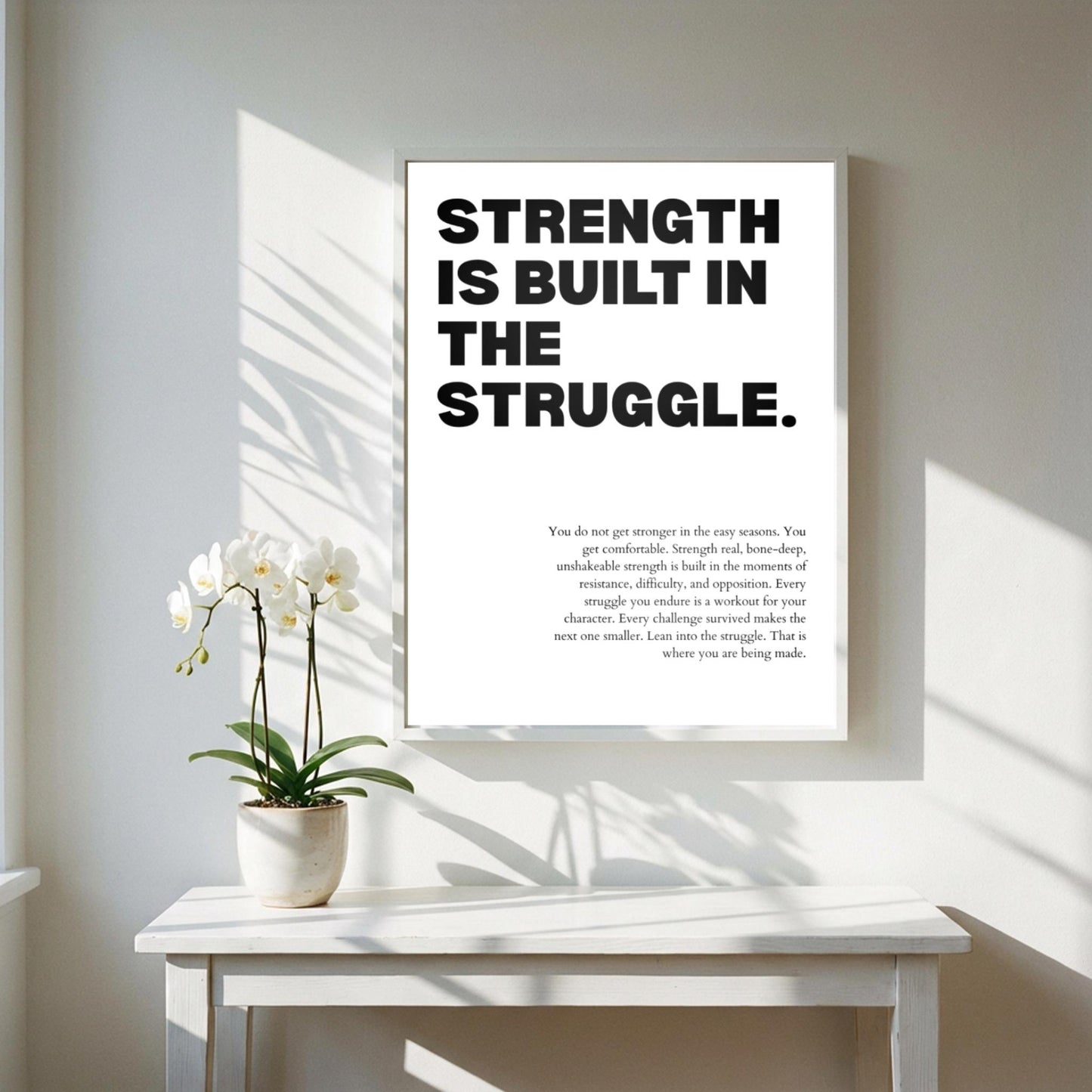 Strength Is Built In The Struggle Poster | Powerful Motivational Wall Art | Success Quote | Modern Office Decor