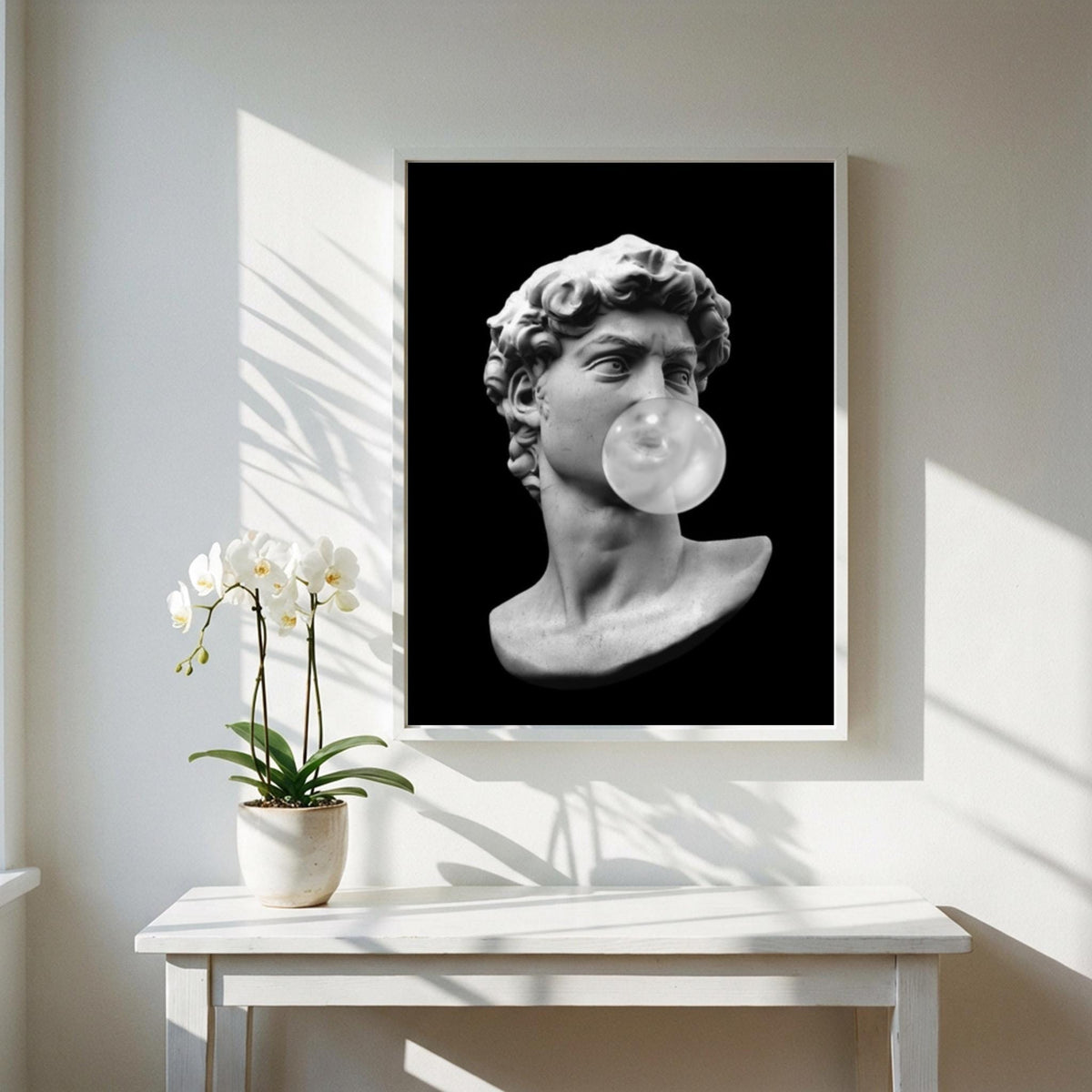 Bubble David Black & White Poster | Minimalist Sculpture Wall Art | Modern Aesthetic Decor | Classical Statue Print