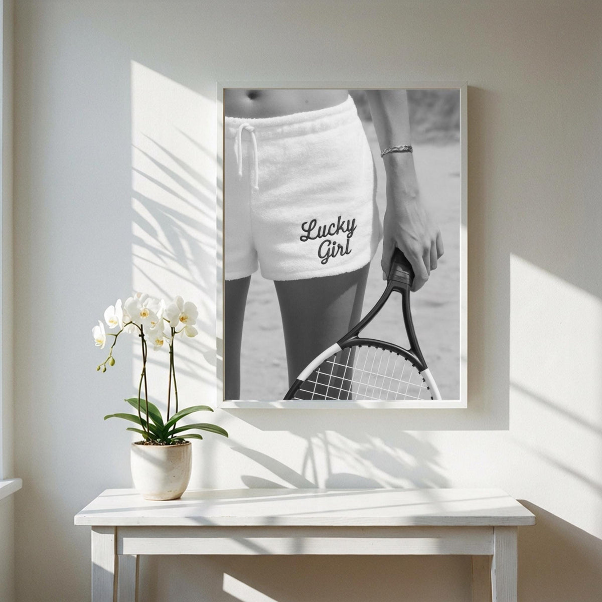 Lucky Girl Black & White Minimalist Wall Art | Modern Feminine Aesthetic Decor | Positive Quote Poster Print