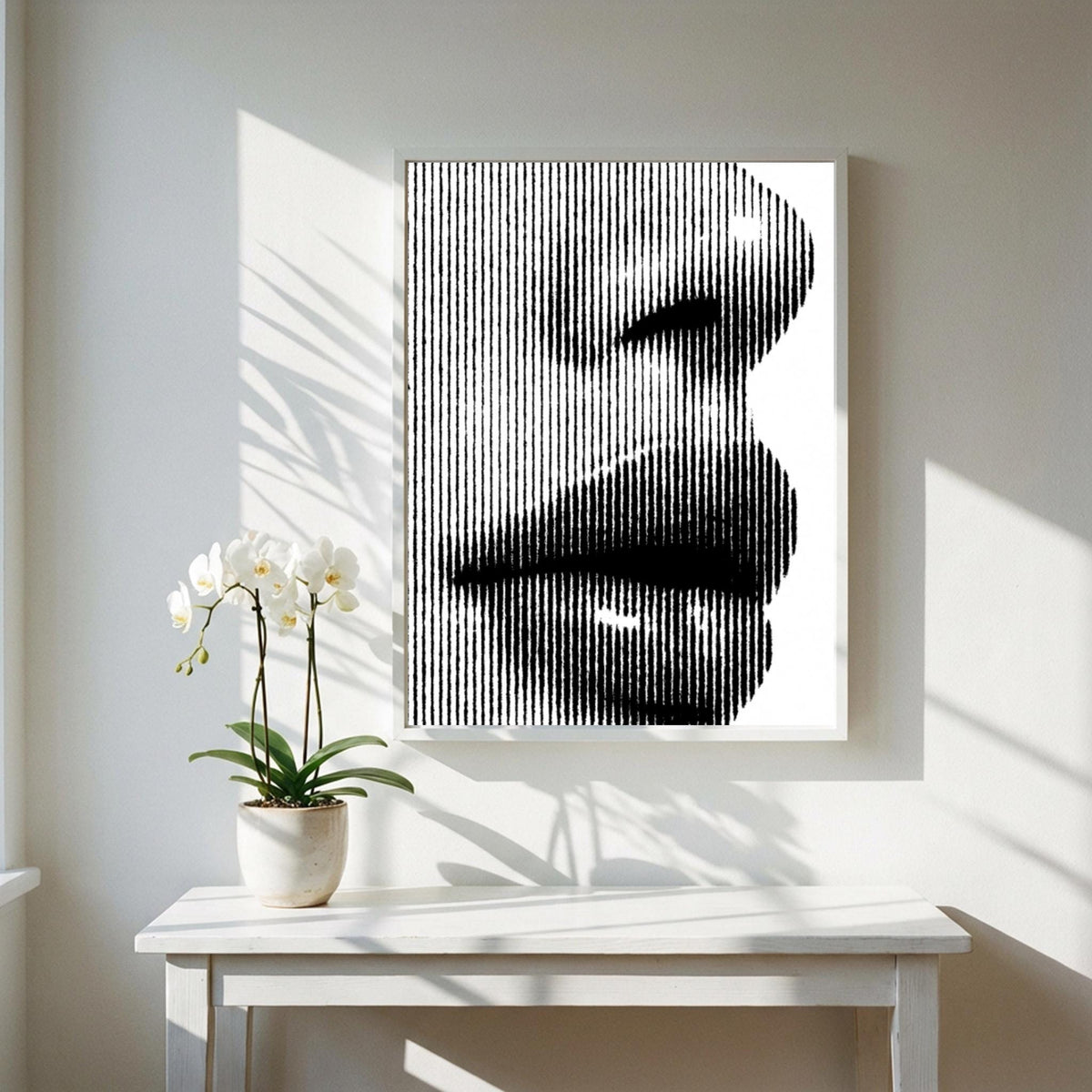 Striped Silence Black & White Minimalist Abstract Wall Art | Modern Geometric Decor | Calm Aesthetic Poster Print