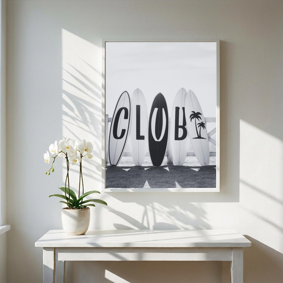 Surf Letters Black & White Minimalist Typography Wall Art | Modern Coastal Quote Decor | Beach Aesthetic Poster Print