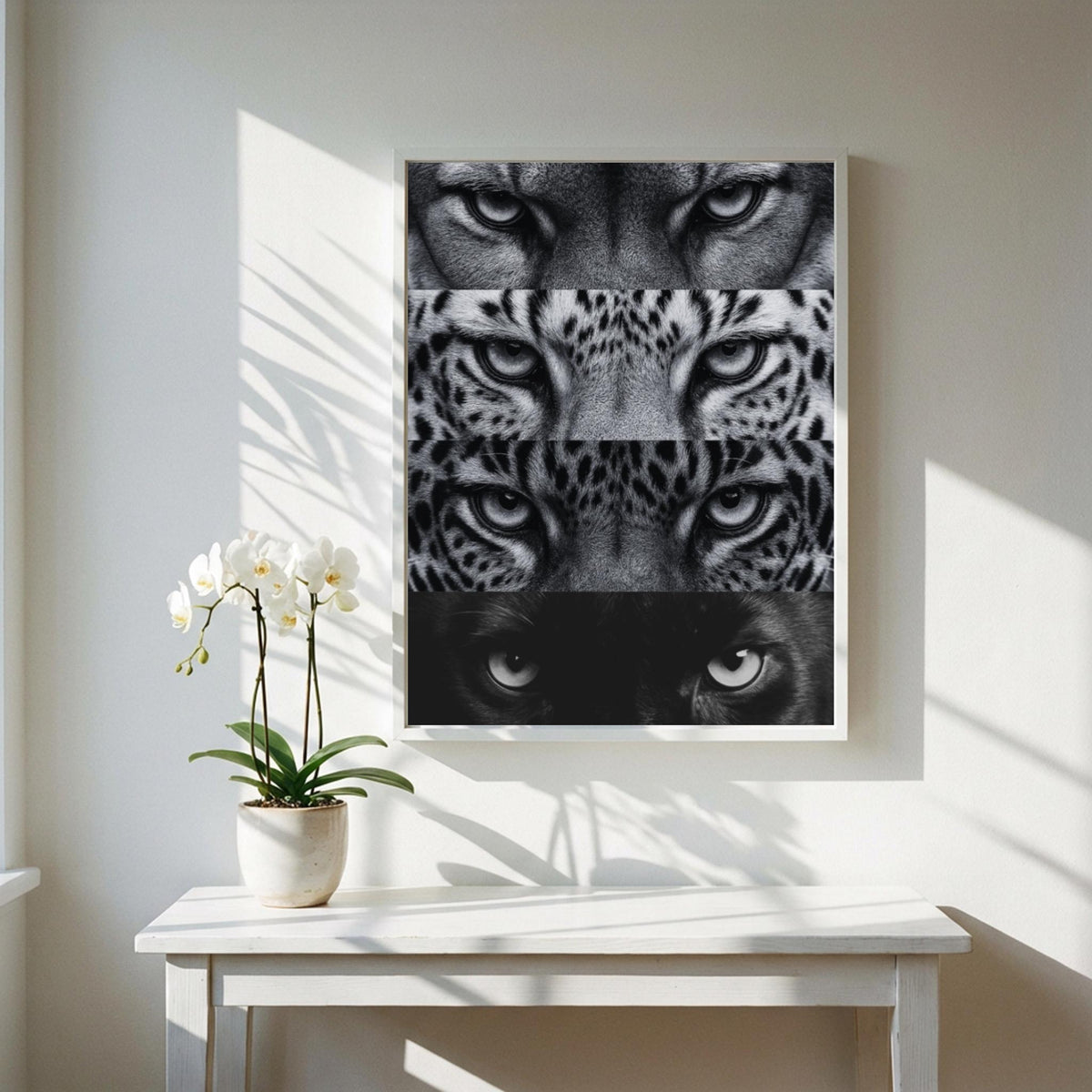 Tiger’s View Black & White Minimalist Wildlife Wall Art | Modern Animal Portrait Decor | Powerful Safari Poster Print