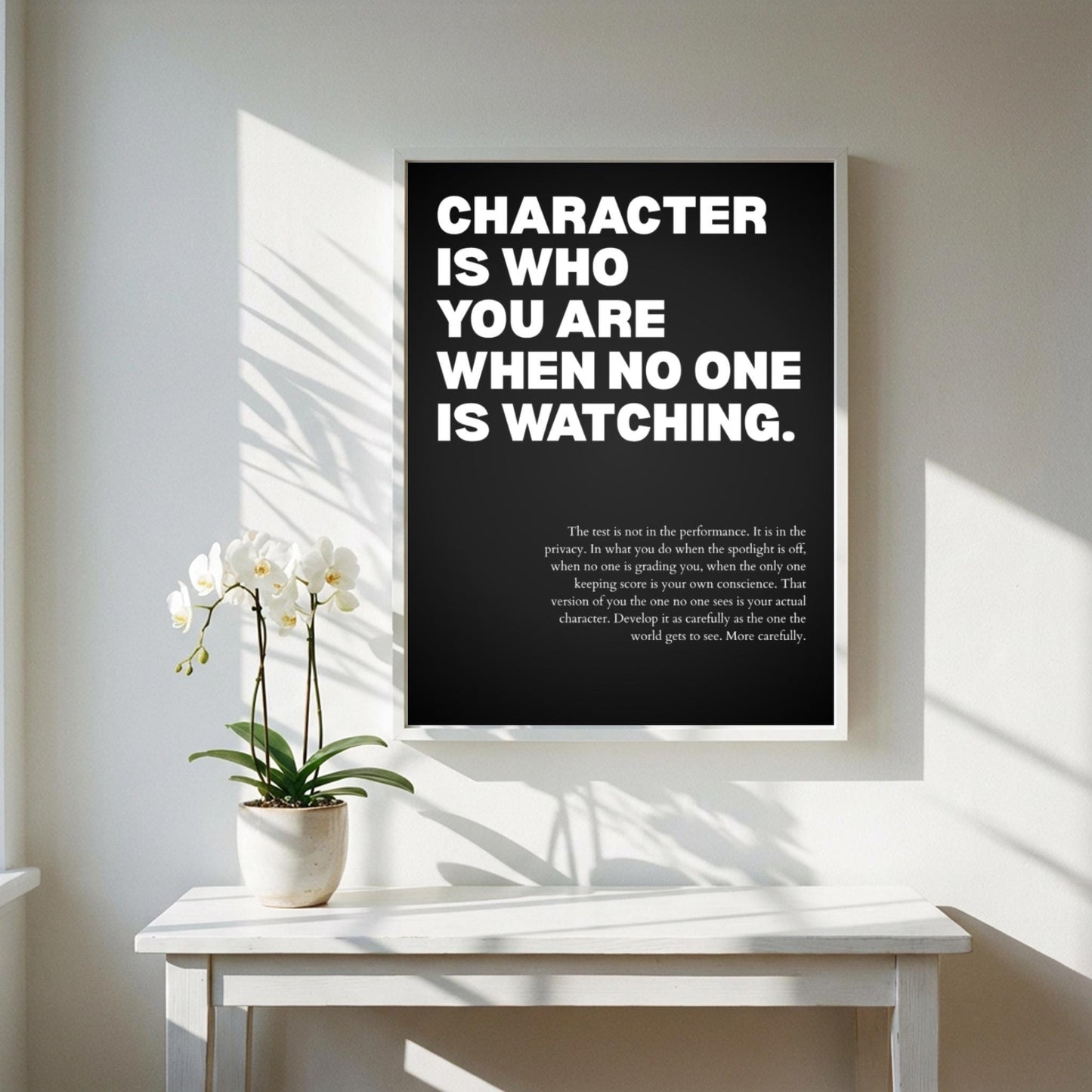 Character Is Who You Are When No One Is Watching Poster | Powerful Motivational Art | Inspirational Success Quote | Modern Office Decor