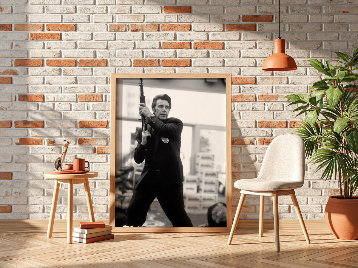 Vintage Detective Shootout Poster | Black and White Photography Print | Classic Crime Cinema Wall Art | Monochrome Photo Decor