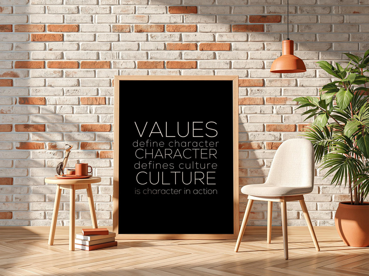 Values Poster | Powerful Black Wall Art | Motivational Quote Print | Mindset Decor | Bold Typography Design