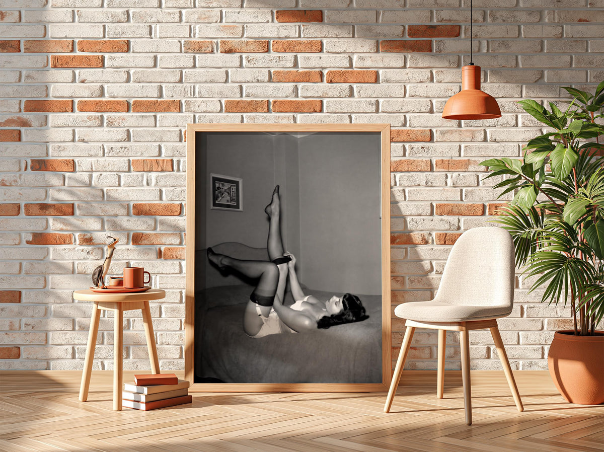 Vintage Pinup Bedroom Poster | Black and White Photography Print | Retro Glamour Wall Art | Classic Feminine Decor Artwork