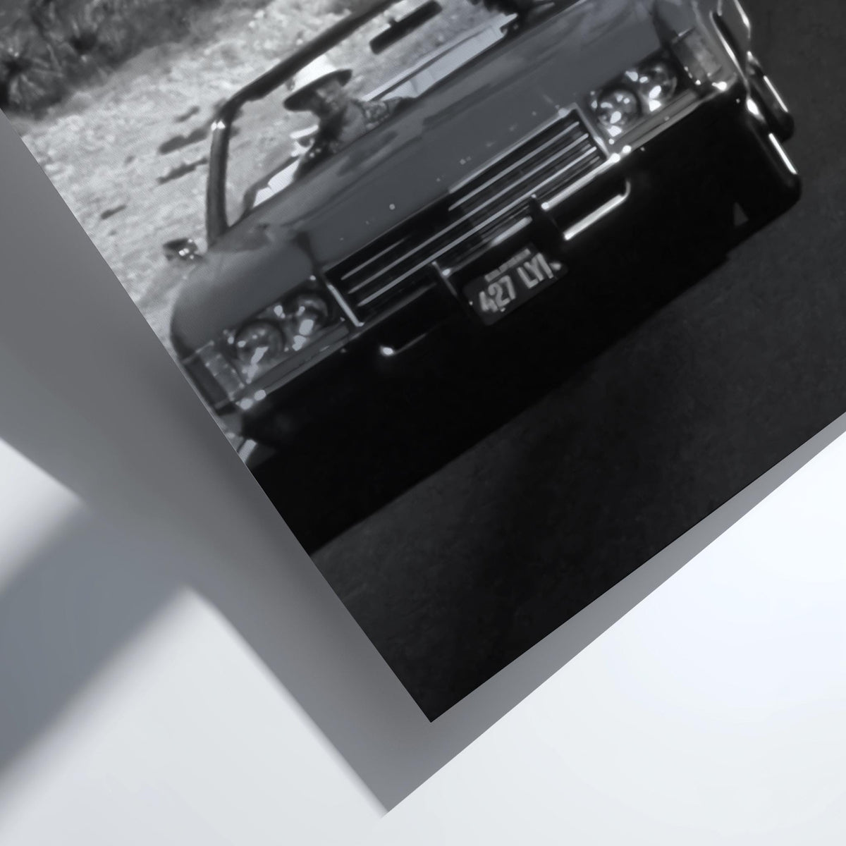 Desert Highway Red Convertible Poster | Black and White Photography Print | Vintage Road Trip Wall Art | Retro Travel Decor