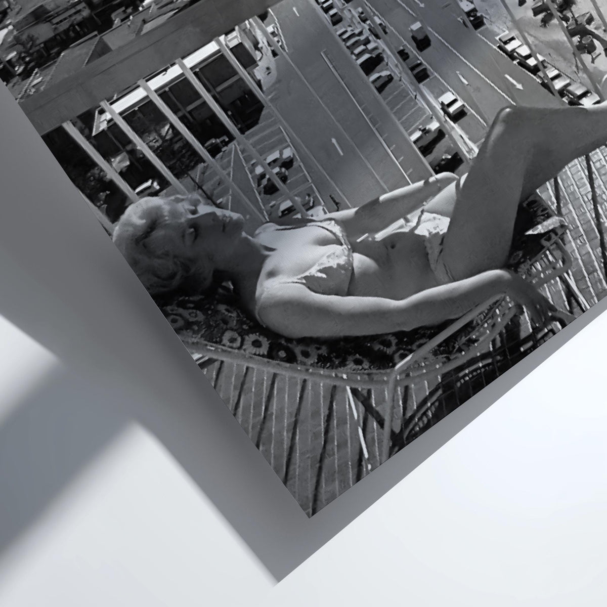 Gold Coast Balcony Sunbather Poster | Black and White Photography Print | Vintage Summer Wall Art | Retro Coastal Lifestyle Decor