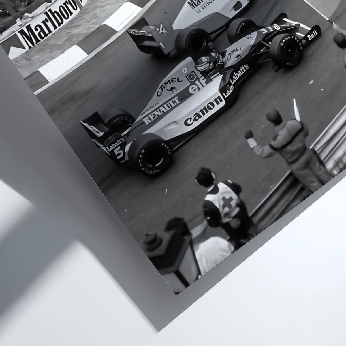 Racing Corner Battle Poster | Black and White Photography Print | Vintage Racing Wall Art | Retro Motorsport Decor