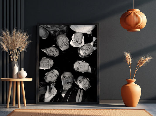 Sopranos Cast Circle Portrait Poster | Black and White Photography Print | Vintage Mafia TV Wall Art | Retro Classic Decor
