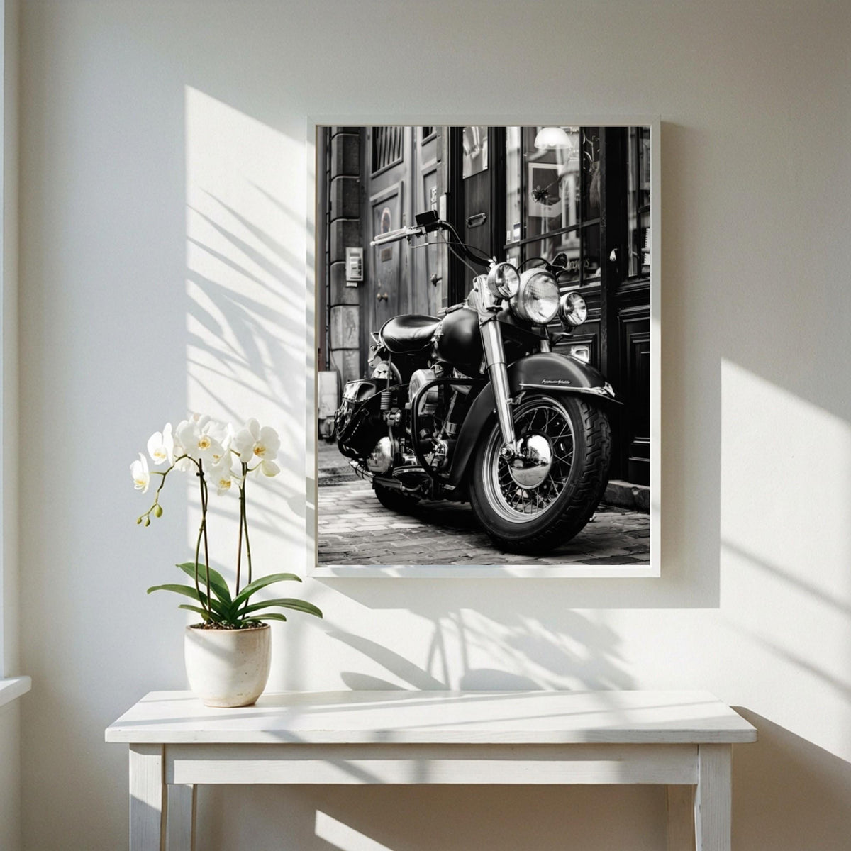 Vintage Motorcycle Print | Dark Urban Biker Art | Classic Chopper Poster | Edgy Garage Decor | Moody Street Wall Art