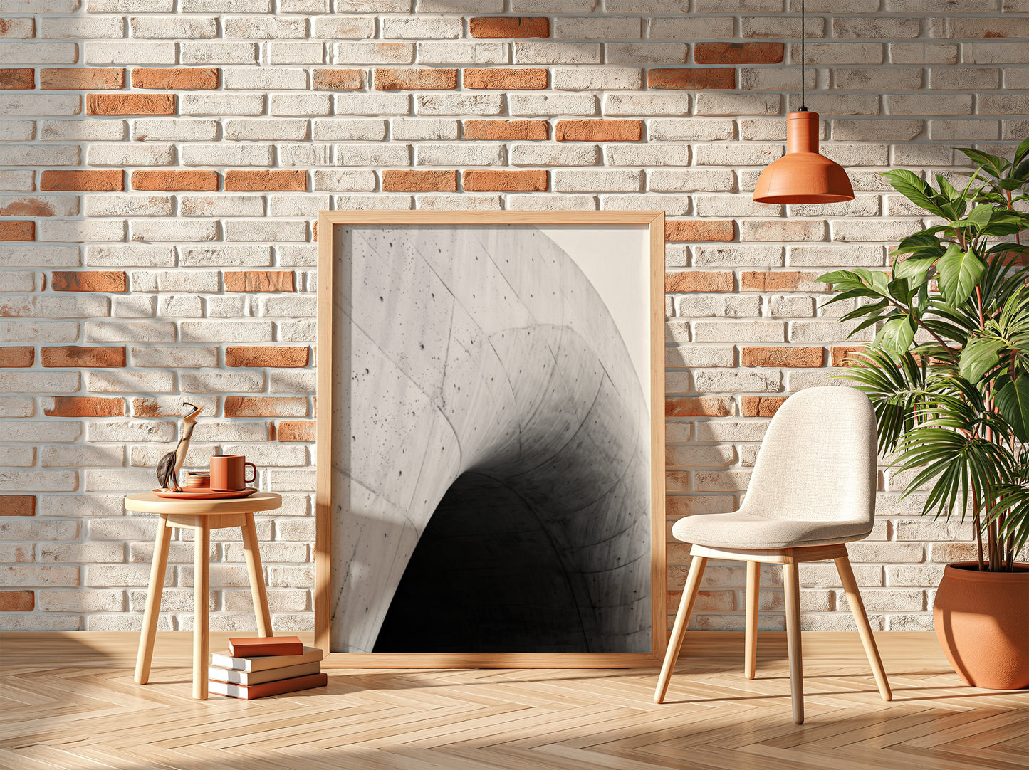 Concrete ramp wall decor with curving smooth grey concrete and dark shadow, minimalist architectural style
