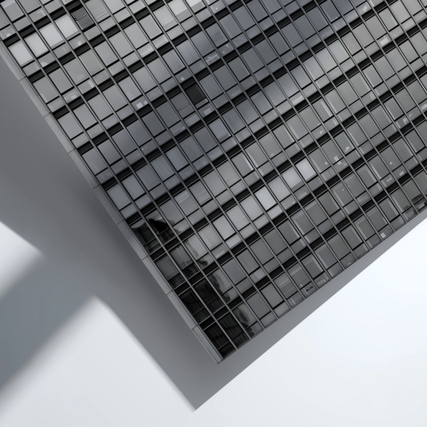 Wall decor featuring monochrome high rise facade windows grid with geometric urban architectural style
