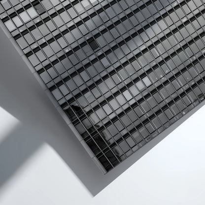 Wall decor featuring monochrome high rise facade windows grid with geometric urban architectural style