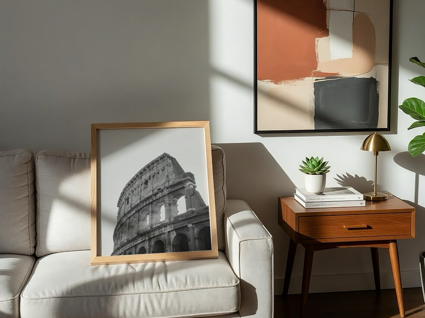 Colosseum poster black and white photo of Roman amphitheater arches and stone