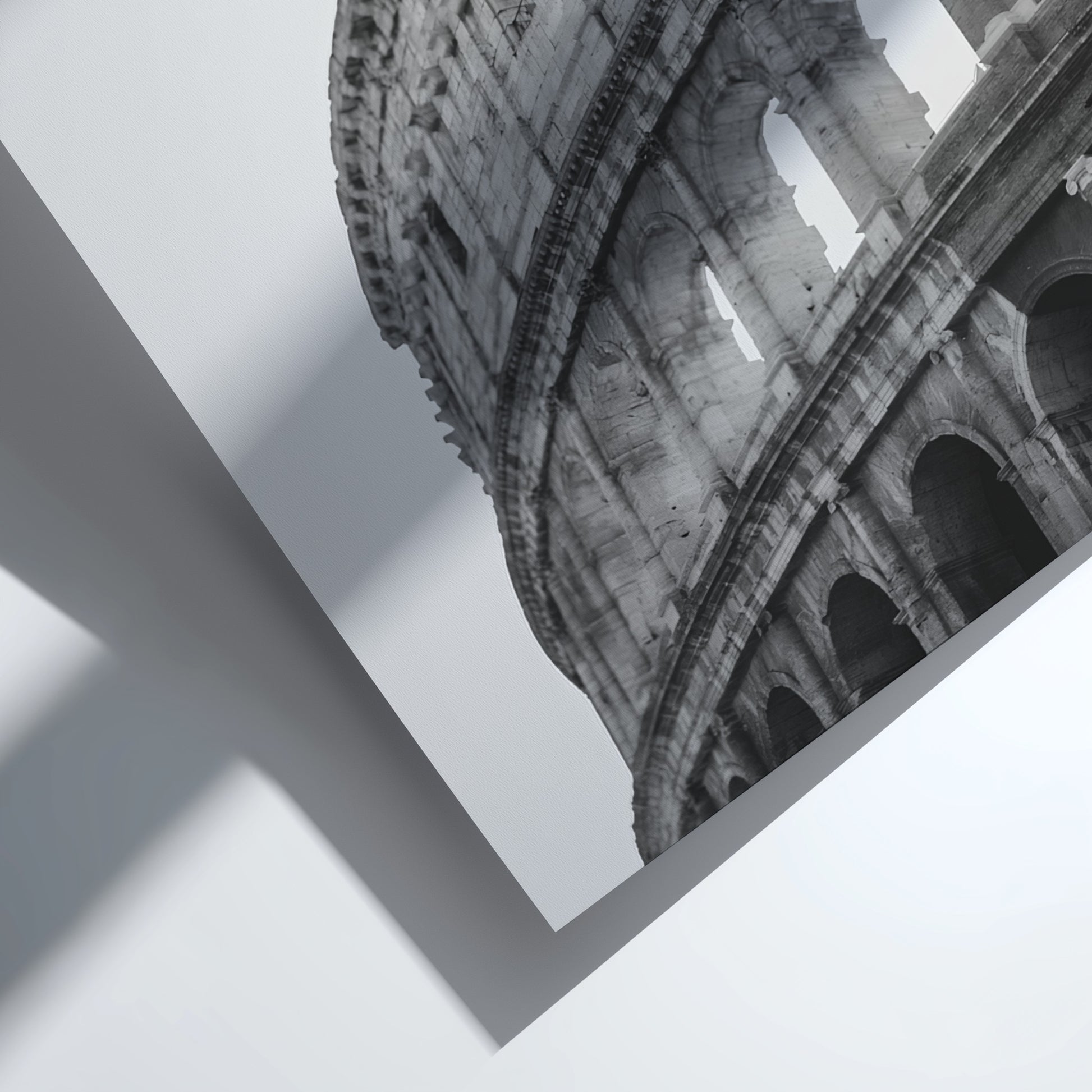 Colosseum poster black and white photo of Roman amphitheater arches and stone