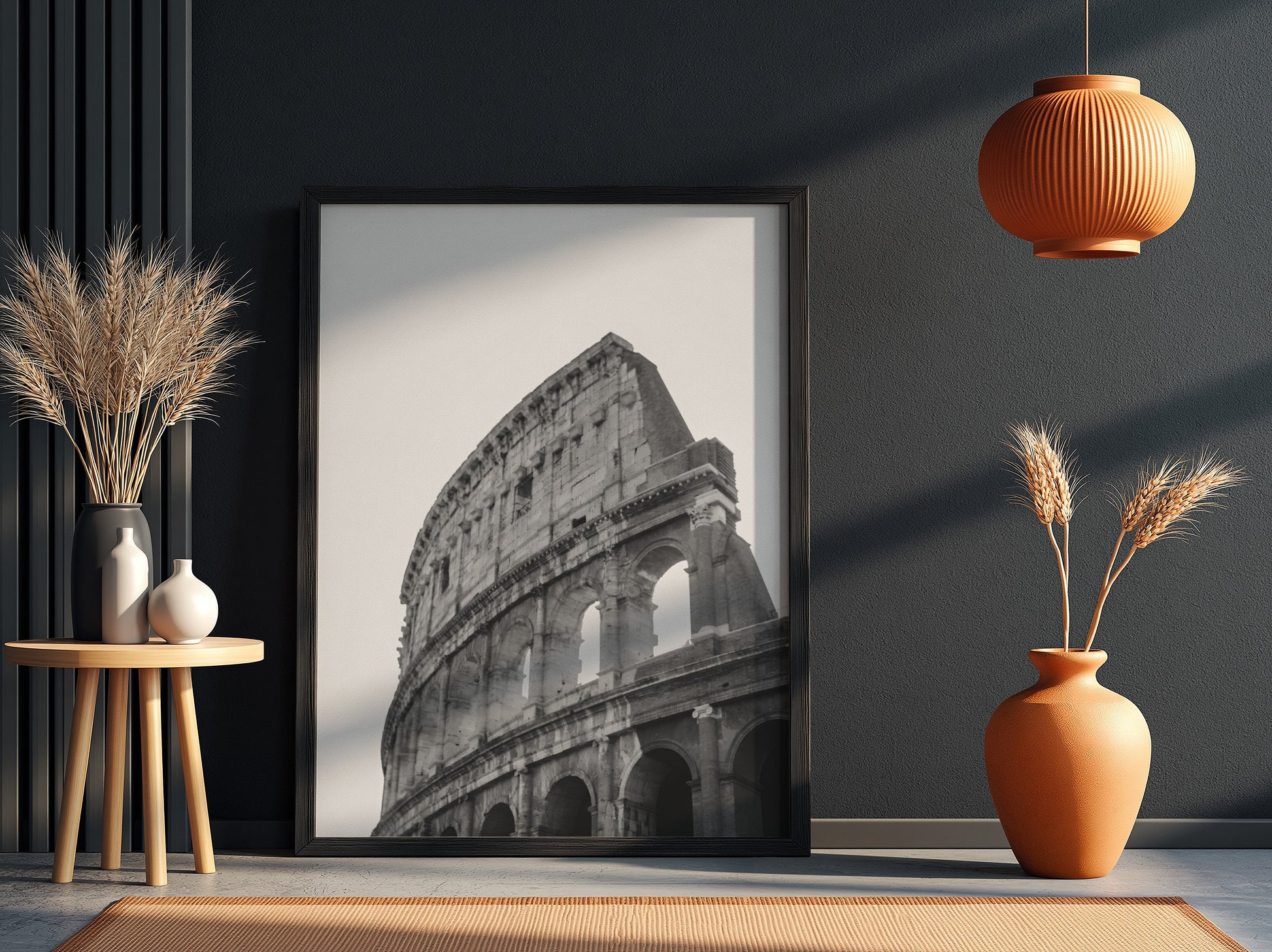 Colosseum poster black and white photo of Roman amphitheater arches and stone