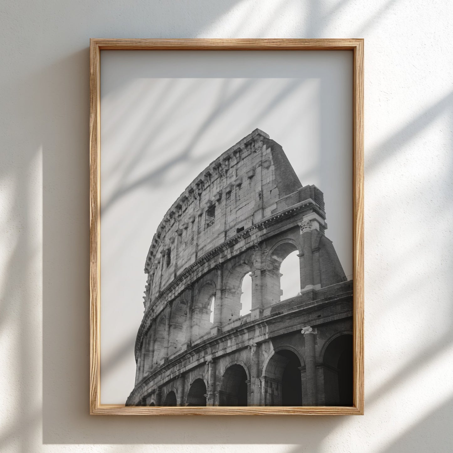 Colosseum poster black and white photo of Roman amphitheater arches and stone