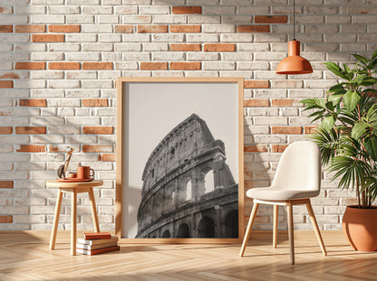 Colosseum poster black and white photo of Roman amphitheater arches and stone