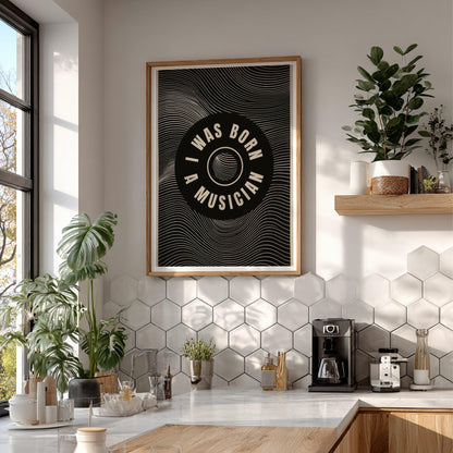 Born A Musician Vinyl Art Print, Retro Op-Art Music Poster