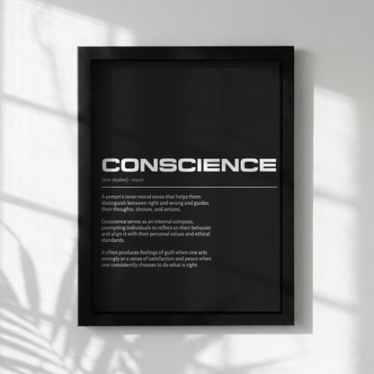 Conscience Definition Minimalist Poster | Modern Dictionary Wall Art | Internal Compass Print | Minimalist Home Decor | Ethics Wall Art