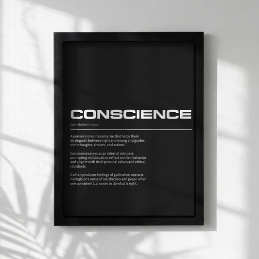 Conscience Definition Minimalist Poster | Modern Dictionary Wall Art | Internal Compass Print | Minimalist Home Decor | Ethics Wall Art