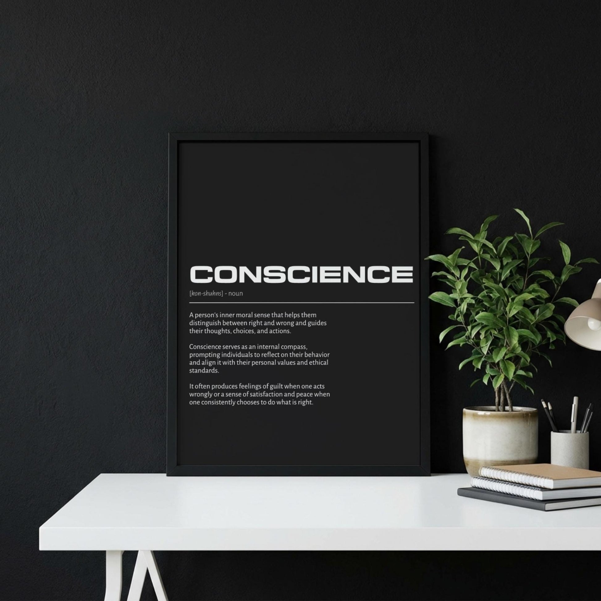 Conscience Definition Minimalist Poster | Modern Dictionary Wall Art | Internal Compass Print | Minimalist Home Decor | Ethics Wall Art
