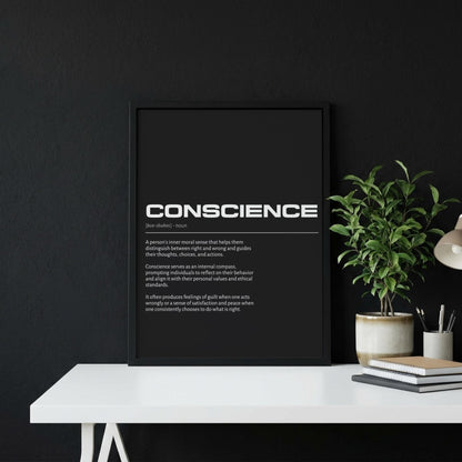 Conscience Definition Minimalist Poster | Modern Dictionary Wall Art | Internal Compass Print | Minimalist Home Decor | Ethics Wall Art