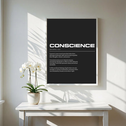 Conscience Definition Minimalist Poster | Modern Dictionary Wall Art | Internal Compass Print | Minimalist Home Decor | Ethics Wall Art