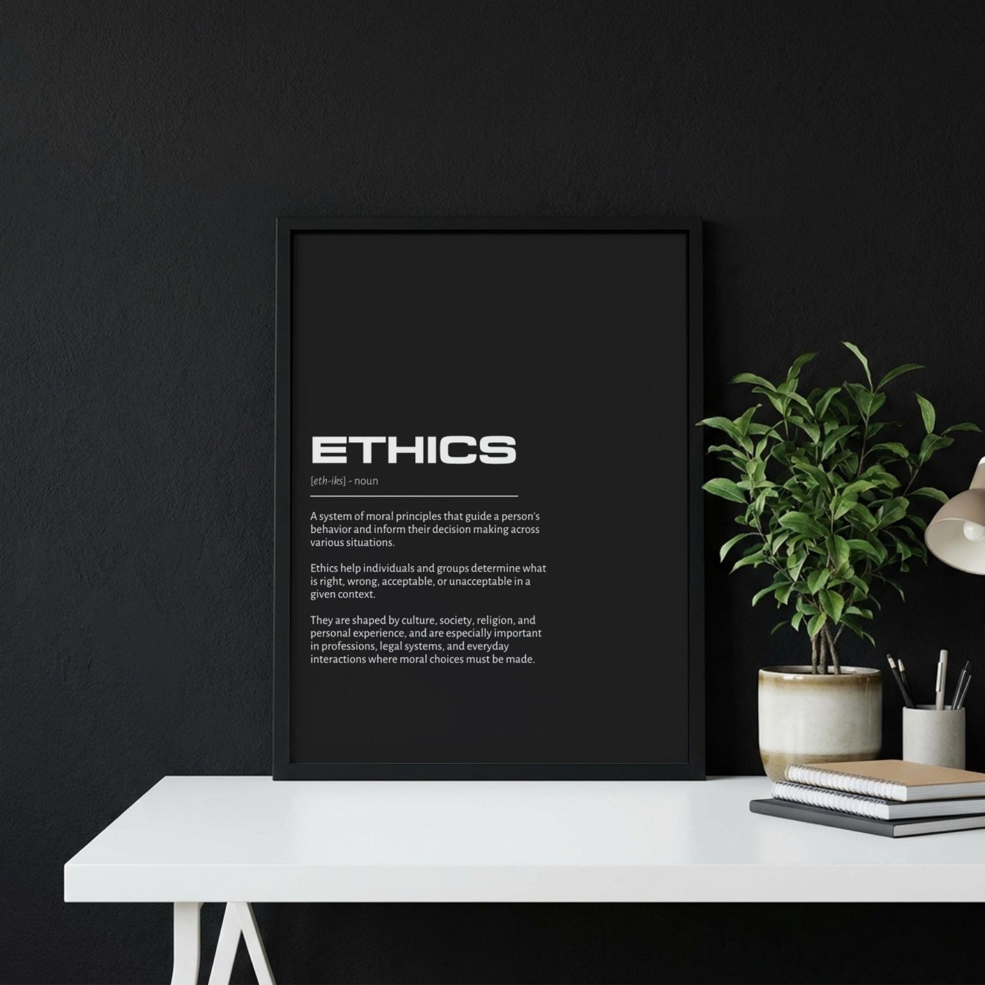 Ethics Definition Minimalist Poster | Inspirational Quotes Wall Art | Motivational Office Print | Modern Dictionary Home Decor