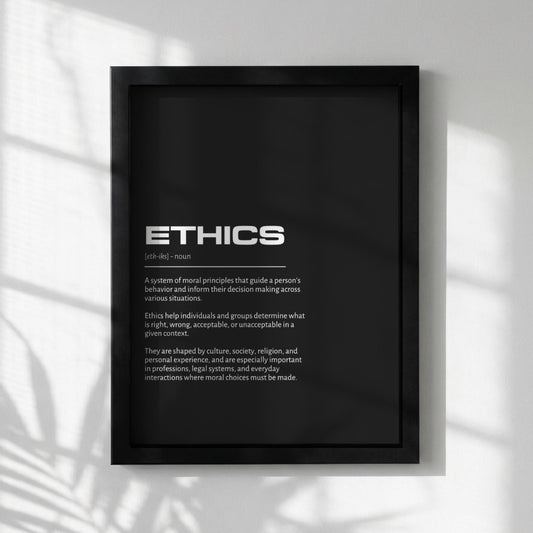 Ethics Definition Minimalist Poster | Inspirational Quotes Wall Art | Motivational Office Print | Modern Dictionary Home Decor