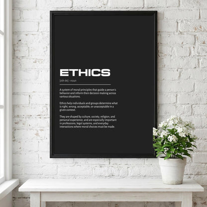 Ethics Definition Minimalist Poster | Inspirational Quotes Wall Art | Motivational Office Print | Modern Dictionary Home Decor