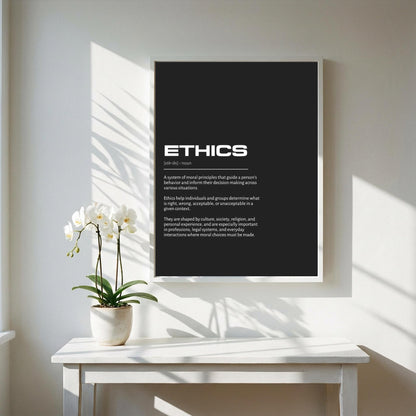 Ethics Definition Minimalist Poster | Inspirational Quotes Wall Art | Motivational Office Print | Modern Dictionary Home Decor