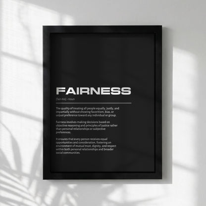 Fairness Definition Minimalist Poster | Inspirational Quotes Wall Art | Motivational Office Print | Modern Dictionary Home Decor