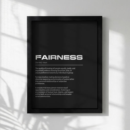 Fairness Definition Minimalist Poster | Inspirational Quotes Wall Art | Motivational Office Print | Modern Dictionary Home Decor