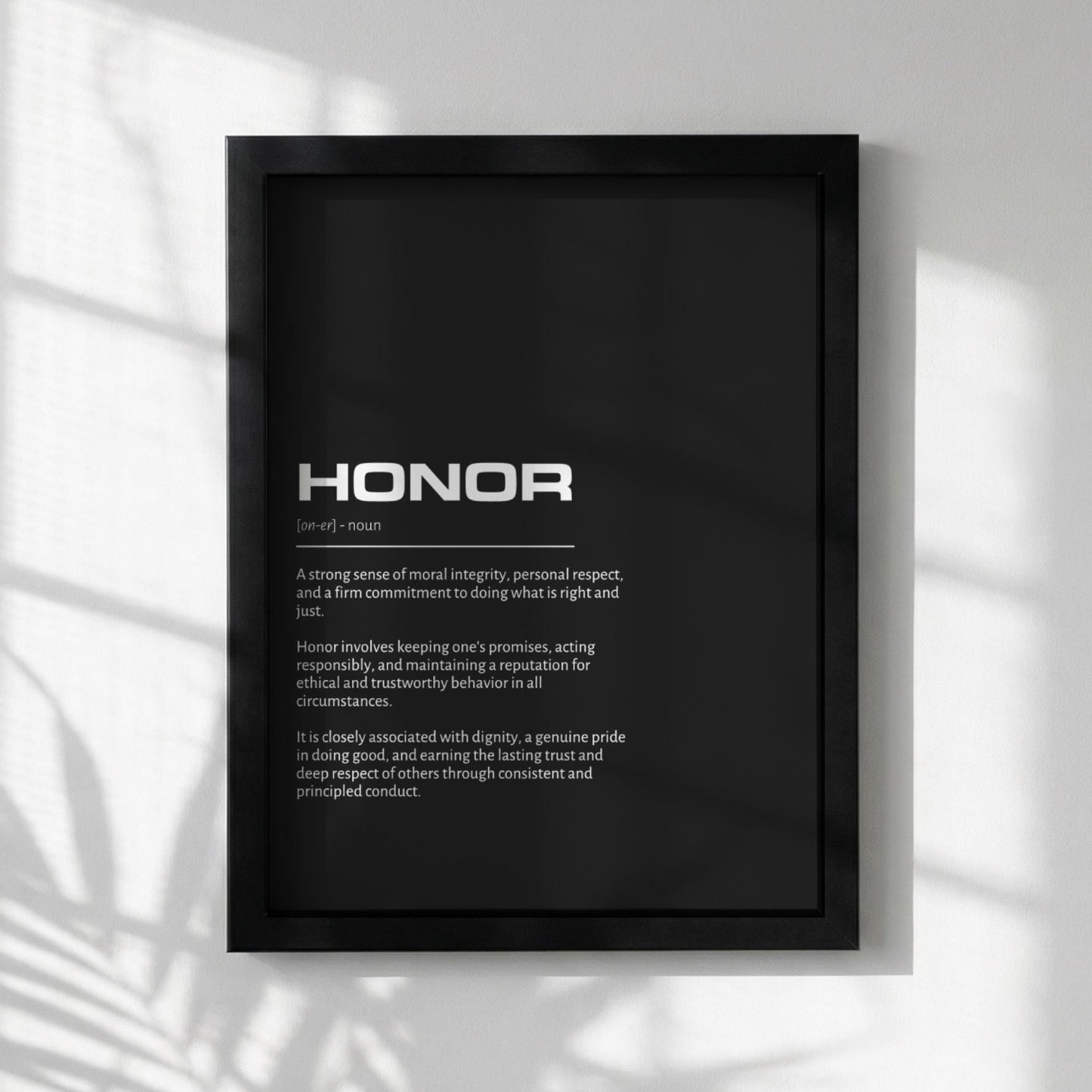 Honor Definition Minimalist Poster | Inspirational Quotes Wall Art | Motivational Office Print | Modern Dictionary Home Decor