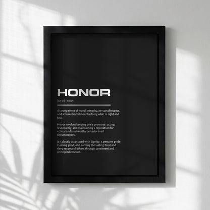 Honor Definition Minimalist Poster | Inspirational Quotes Wall Art | Motivational Office Print | Modern Dictionary Home Decor