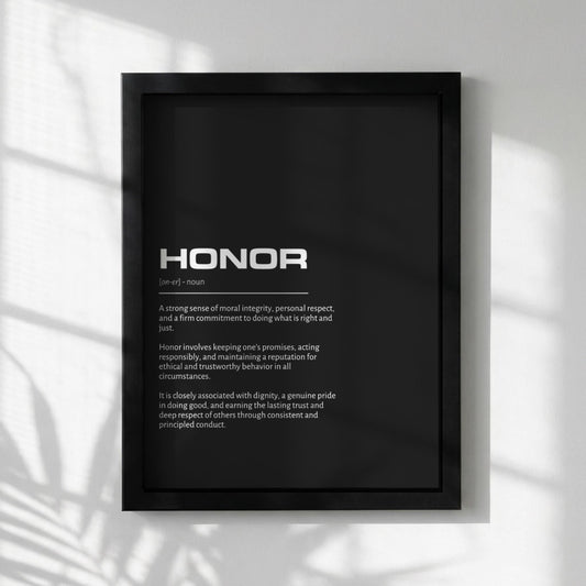 Honor Definition Minimalist Poster | Inspirational Quotes Wall Art | Motivational Office Print | Modern Dictionary Home Decor