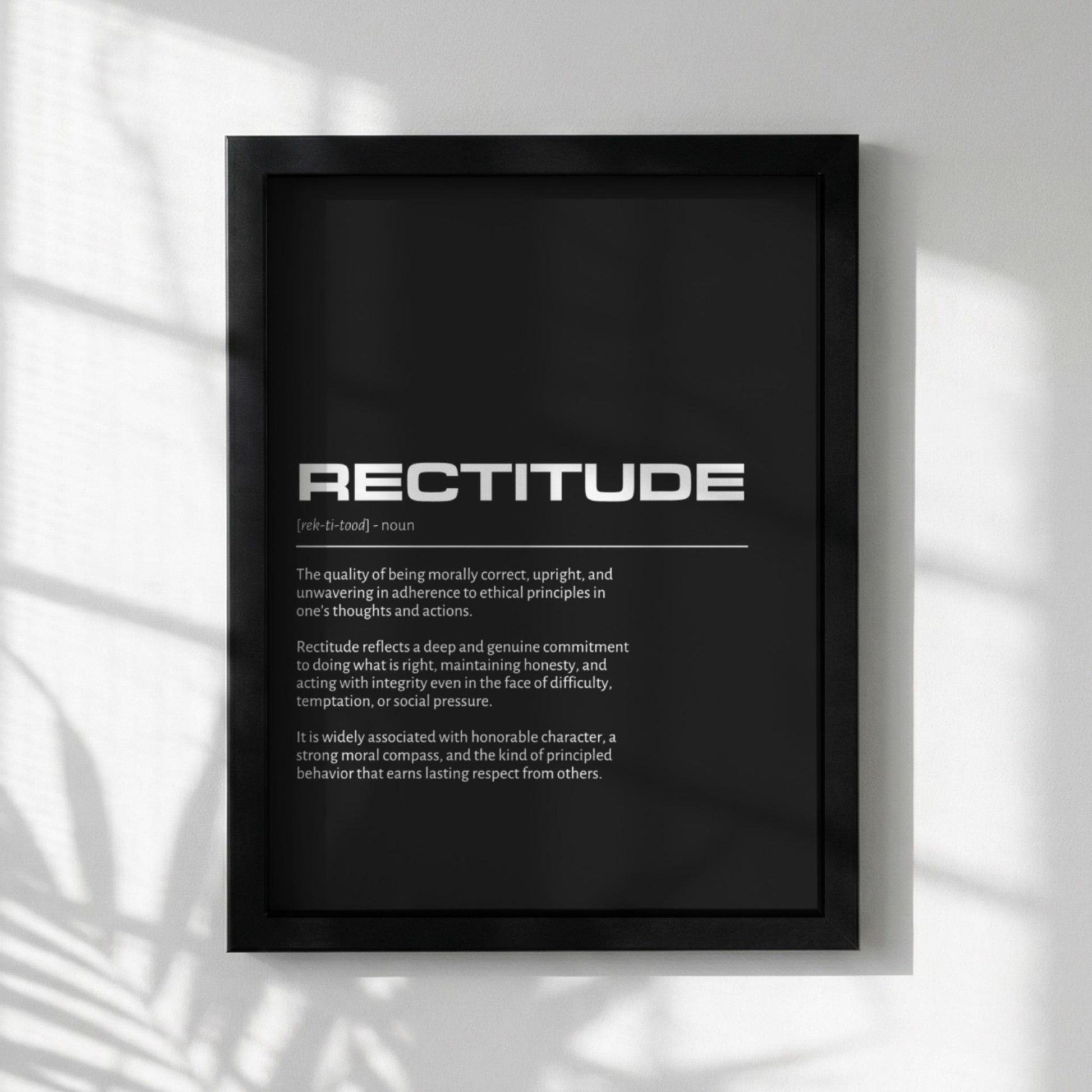 Rectitude Definition Minimalist Poster | Inspirational Quotes Wall Art | Motivational Office Print | Modern Dictionary Home Decor