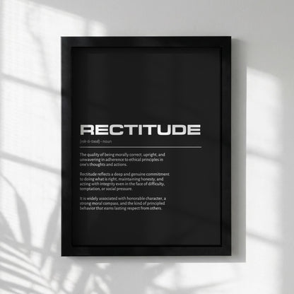 Rectitude Definition Minimalist Poster | Inspirational Quotes Wall Art | Motivational Office Print | Modern Dictionary Home Decor