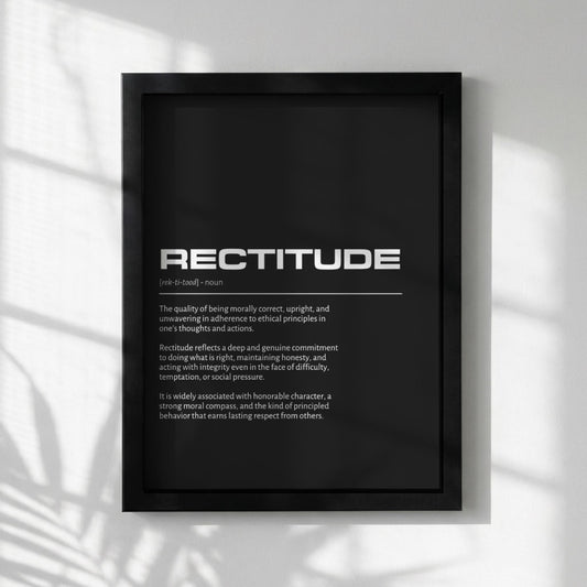 Rectitude Definition Minimalist Poster | Inspirational Quotes Wall Art | Motivational Office Print | Modern Dictionary Home Decor