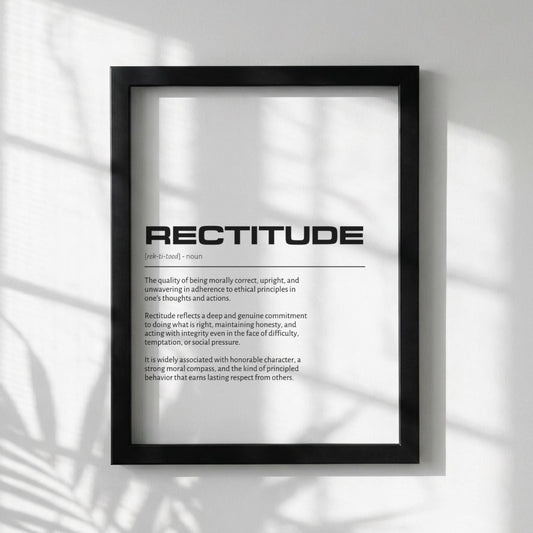 Rectitude Definition Minimalist Poster | Inspirational Quotes Wall Art | Motivational Office Print | Modern Dictionary Home Decor White