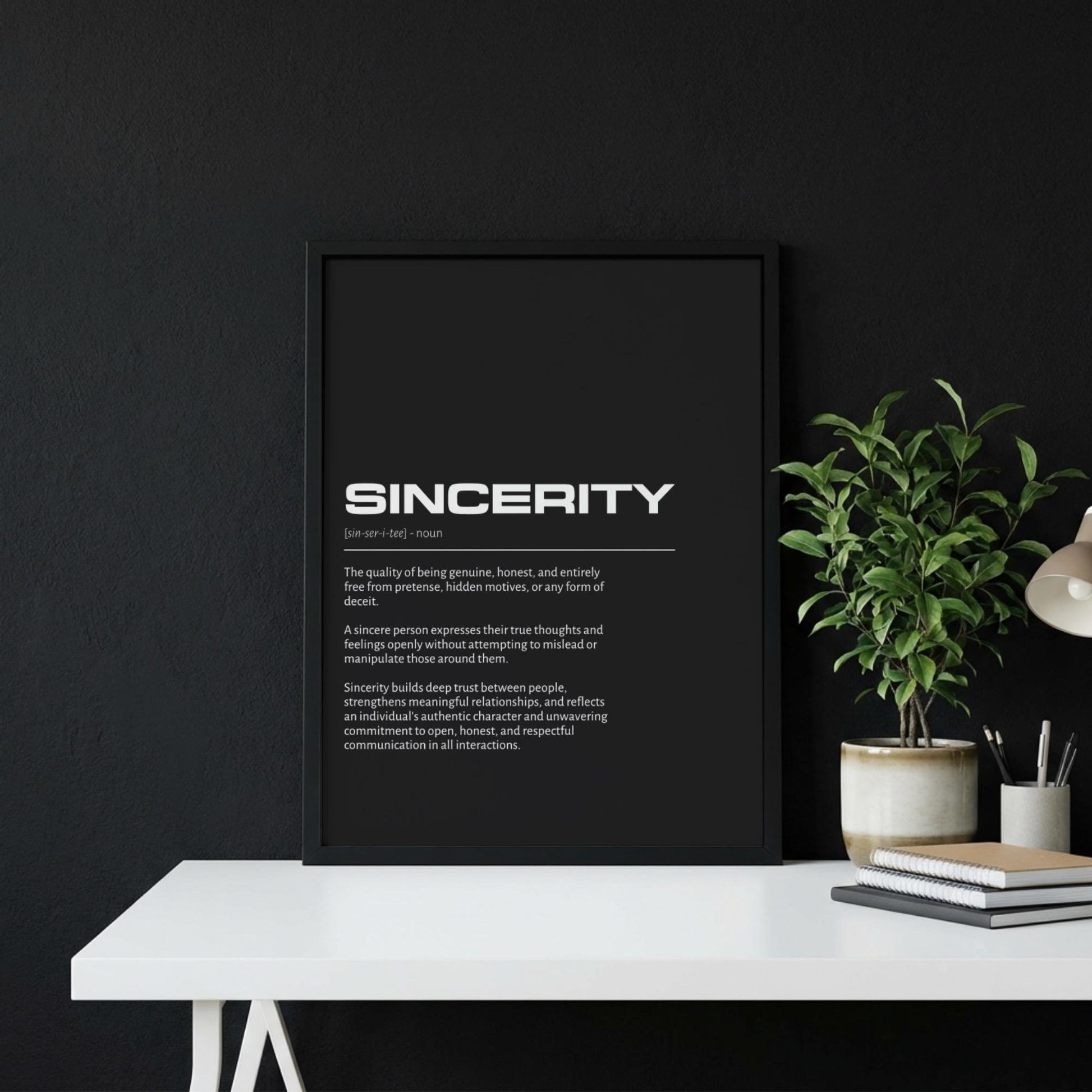 Sincerity Definition Minimalist Poster | Inspirational Quotes Wall Art | Motivational Office Print | Modern Dictionary Home Decor