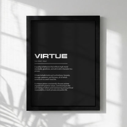 Virtue Definition Minimalist Poster | Inspirational Quotes Wall Art | Motivational Office Print | Modern Dictionary Home Decor
